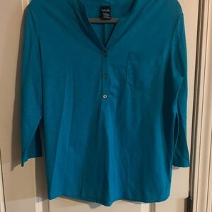 Rafaella Teal Button Down Women's Shirt